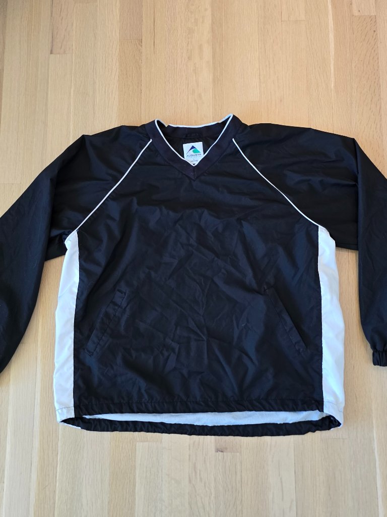Augusta Sportswear Men's Windbreaker Jacket Black White Pullover Size L